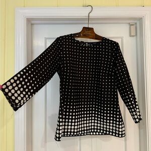 J.Crew size M long sleeve black and white polka dot top